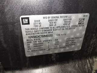 2016 Chevrolet Tahoe LTZ with VIN 1GNSKCKC7GR455033, listed as a IAAI auction lot 40811560 with 165,845 mi miles. Bid and sale history available at carsss.com. Image 9.