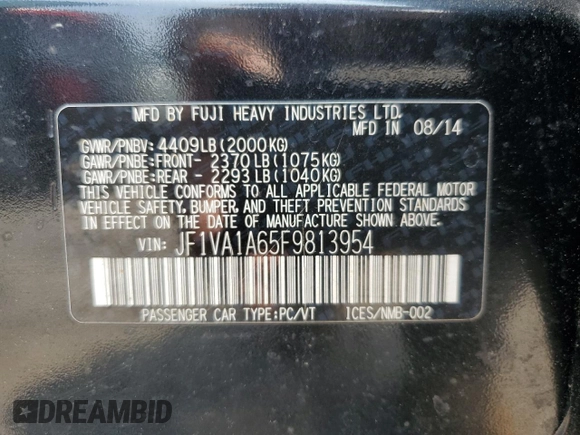 2015 Subaru WRX с VIN JF1VA1A65F9813954, выставлен на аукционе Copart как лот 60825315 с пробегом 187 738 миль миль и Чистый • Clean title. История ставок и продаж доступна на DreamBid. Изображение 12.