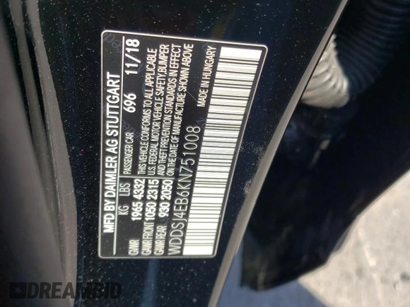 2019 Mercedes-Benz CLA 250 with VIN WDDSJ4EB6KN751008, listed as a Copart auction lot 71288183 with 37,695 mi miles and . Bid and sale history available at DreamBid. Image 13.