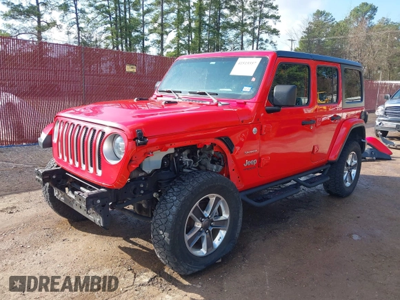 2018 Jeep Wrangler Unlimited Sahara z VIN 1C4HJXEN7JW224927, wystawiony jako IAAI lot #41515557 z przebiegiem 81 138 mil mil oraz . Historia ofert i sprzedaży dostępna na DreamBid. Obrazek 2.