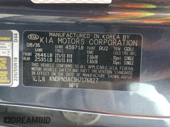 2017 Kia Sportage EX with VIN KNDPN3AC1H7176827, listed as a Copart auction lot 65080365 with 111,999 mi miles and Clean title. Bid and sale history available at DreamBid. Image 13.