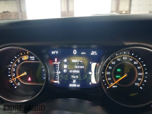 2023 Jeep Wrangler Sport S with VIN 1C4HJXDN2PW632584, listed as a IAAI auction lot 41965191 with 20,288 mi miles and . Bid and sale history available at DreamBid. Image 7.