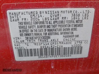 2014 Nissan Sentra SR with VIN 3N1AB7AP2EY302084, listed as a IAAI auction lot 42034463 with 175,530 mi miles. Bid and sale history available at carsss.com. Image 9.