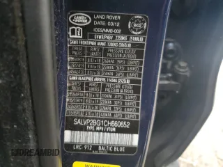 2012 Land Rover Range Rover Evoque Pure Plus with VIN SALVP2BG1CH660652, listed as a Copart auction lot 59695015 with 161,908 mi miles and Clean title. Bid and sale history available at DreamBid. Image 14.