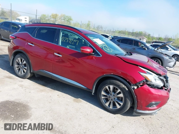 2015 Nissan Murano S z VIN 5N1AZ2MHXFN244039, wystawiony jako IAAI lot #42257227 z przebiegiem 122 038 mil mil oraz . Historia ofert i sprzedaży dostępna na DreamBid. Obrazek 1.