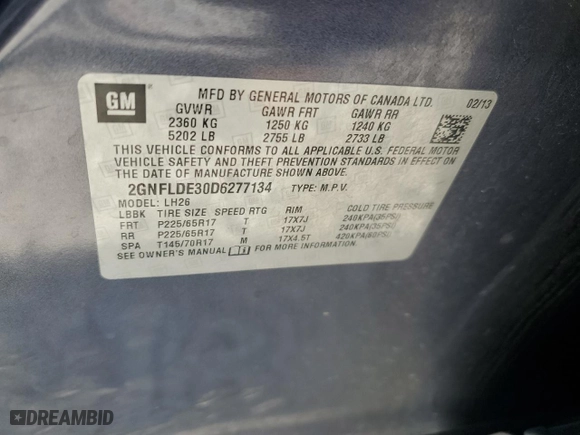2013 Chevrolet Equinox LT with VIN 2GNFLDE30D6277134, listed as a Copart auction lot 76515594 with 196,452 mi miles and Clean Title. Bid and sale history available at carsss.com. Image 13.