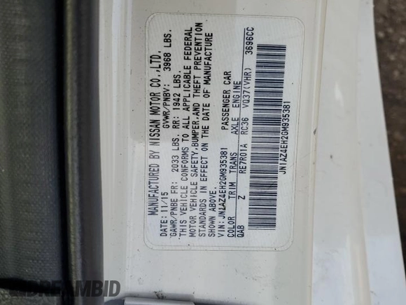 2016 Nissan 370Z z VIN JN1AZ4EH2GM935381, wystawiony jako Copart lot #83220624 z przebiegiem 56 907 mil mil oraz Szkoda całkowita • Salvage title. Historia ofert i sprzedaży dostępna na DreamBid. Obrazek 12.