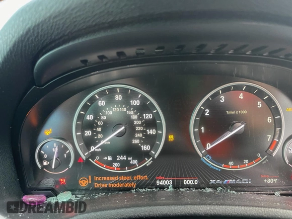 2017 BMW X4 M40i with VIN 5UXXW7C51H0U25511, listed as a Copart auction lot 77492894 with 94,003 mi miles and Salvage Title. Bid and sale history available at carsss.com. Image 9.