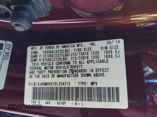 2014 Honda CR-V LX with VIN 5J6RM3H31EL034315, listed as a IAAI auction lot 41842767 with 150,000 mi miles. Bid and sale history available at carsss.com. Image 9.
