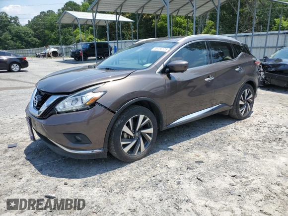 2016 Nissan Murano Platinum with VIN 5N1AZ2MG9GN116593, listed as a Copart auction lot 58756125 with 77,121 mi miles and Salvage title. Bid and sale history available at DreamBid. Image 1.