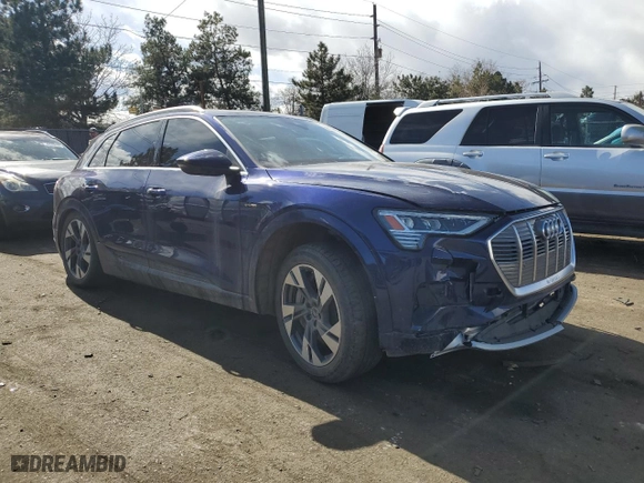 2021 Audi e-tron Premium with VIN WA1AAAGE9MB023564, listed as a Copart auction lot 43758054 with 28,448 mi miles and Salvage Title. Bid and sale history available at carsss.com. Image 4.