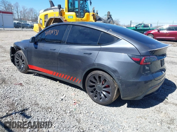 2021 Tesla Model Y Performance with VIN 5YJYGDEF1MF268405, listed as a IAAI auction lot 41818331 with 43,621 mi miles and . Bid and sale history available at DreamBid. Image 3.