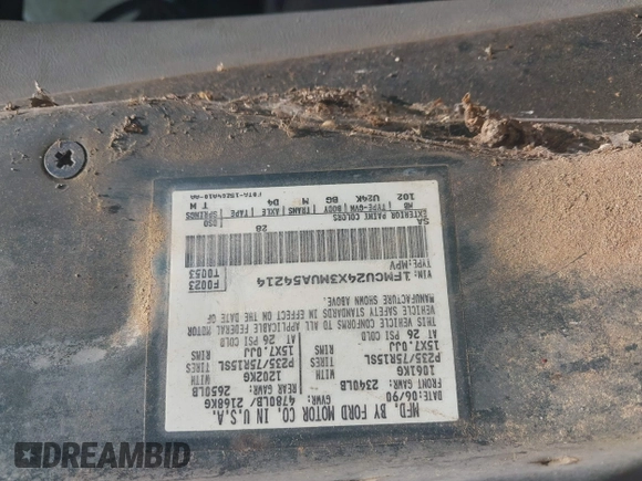 1991 Ford Explorer z VIN 1FMCU24X3MUA54214, wystawiony jako IAAI lot #42010794 z przebiegiem 55 239 mil mil oraz . Historia ofert i sprzedaży dostępna na DreamBid. Obrazek 9.