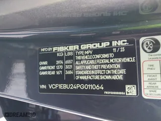 2023 Fisker Ocean Extreme with VIN VCF1EBU24PG011064, listed as a IAAI auction lot 41416033 with 12,852 mi miles. Bid and sale history available at carsss.com. Image 9.