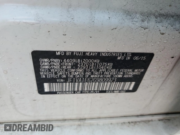 2016 Subaru WRX Premium с VIN JF1VA1E62G9809923, выставлен на аукционе Copart как лот 51899045 с пробегом 132 502 миль миль и Списание • Salvage title. История ставок и продаж доступна на DreamBid. Изображение 14.