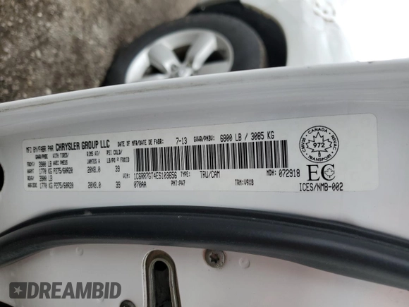 2014 Ram 1500 SLT with VIN 1C6RR7GT4ES103656, listed as a Copart auction lot 46867595 with 399,392 mi miles and Salvage title. Bid and sale history available at DreamBid. Image 12.