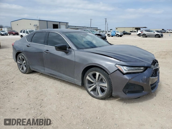 2021 Acura TLX w/Advance Package with VIN 19UUB5F6XMA009617, listed as a Copart auction lot 45727685 with 38,364 mi miles and Salvage Title. Bid and sale history available at carsss.com. Image 4.
