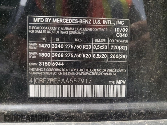 2010 Mercedes-Benz GL-Class GL 450 with VIN 4JGBF7BE8AA557917, listed as a Copart auction lot 73508924 with 167,804 mi miles and Salvage Title. Bid and sale history available at carsss.com. Image 13.