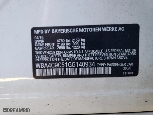 2016 BMW 4 Series 428i xDrive with VIN WBA4C9C51GG140934, listed as a Copart auction lot 48115565 with 72,004 mi miles and Salvage Title. Bid and sale history available at carsss.com. Image 12.