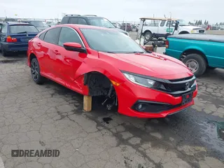 2019 Honda Civic Sedan Sport with VIN 2HGFC2F80KH538093, listed as a IAAI auction lot 42093863 with 63,349 mi miles. Bid and sale history available at carsss.com. Image 1.