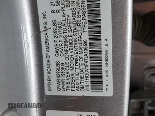 2018 Honda Accord EX with VIN 1HGCV1F47JA136590, listed as a Copart auction lot 53851585 with 100,260 mi miles and Salvage Title. Bid and sale history available at DreamBid. Image 13.