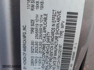 2019 Acura RDX w/Advance Pkg with VIN 5J8TC2H75KL025187, listed as a Copart auction lot 86731784 with 38,091 mi miles and Salvage Title. Bid and sale history available at carsss.com. Image 16.