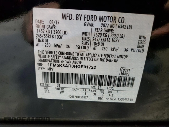 2017 Ford Police Interceptor Utility z VIN 1FM5K8AR0HGE01722, wystawiony jako Copart lot #50491815 z przebiegiem 187 912 mil mil oraz Szkody całkowita. Historia ofert i sprzedaży dostępna na DreamBid. Obrazek 13.