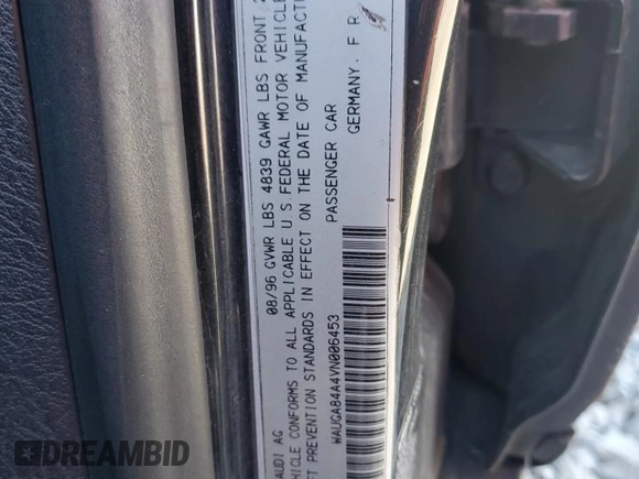 1997 Audi A6 z VIN WAUGA84A4VN006453, wystawiony jako Copart lot #47408094 z przebiegiem 333 651 mil mil oraz Szkoda całkowita • Salvage title. Historia ofert i sprzedaży dostępna na DreamBid. Obrazek 12.
