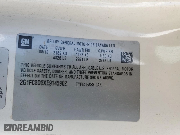 2014 Chevrolet Camaro LT with VIN 2G1FC3D3XE9145902, listed as a Copart auction lot 48746525 with 81,177 mi miles and Salvage title. Bid and sale history available at DreamBid. Image 14.