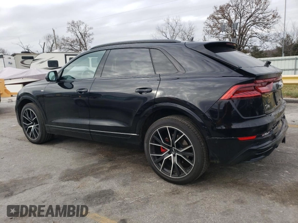 2020 Audi Q8 Premium Plus with VIN WA1EVAF1XLD001273, listed as a Copart auction lot 84743164 with 78,025 mi miles and Salvage title. Bid and sale history available at DreamBid. Image 2.