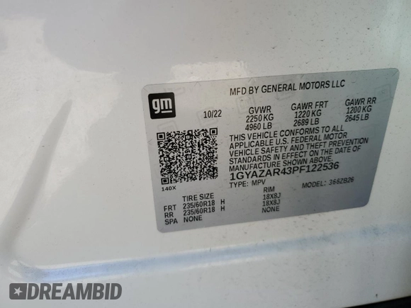 2023 Cadillac XT4 FWD Luxury with VIN 1GYAZAR43PF122536, listed as a Copart auction lot 54873925 with 67,775 mi miles and Salvage Title. Bid and sale history available at carsss.com. Image 13.