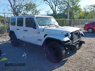 2020 Jeep Wrangler Unlimited Sahara High Altitude with VIN 1C4HJXEG7LW259911, listed as a IAAI auction lot 41786013 with 47,936 mi miles and . Bid and sale history available at DreamBid. Image 1.