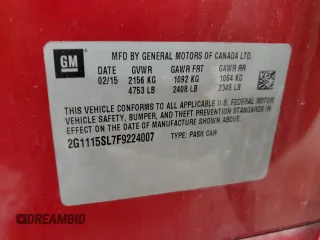 2015 Chevrolet Impala LT z VIN 2G1115SL7F9224007, wystawiony jako Copart lot #59952285 z przebiegiem 206 945 mil mil oraz Nie do naprawy • Non repairable. Historia ofert i sprzedaży dostępna na DreamBid. Obrazek 12.
