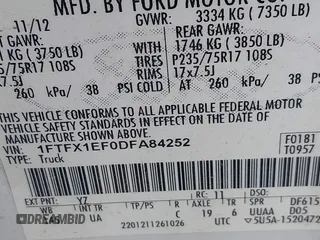 2013 Ford F-150 XL with VIN 1FTFX1EF0DFA84252, listed as a IAAI auction lot 42186869 with 206,644 mi miles and . Bid and sale history available at carsss.com. Image 9.