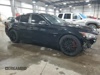 2014 Infiniti Q50 Premium with VIN JN1BV7AR1EM705764, listed as a Copart auction lot 50555595 with 105,626 mi miles and Salvage Title. Bid and sale history available at DreamBid. Image 4.