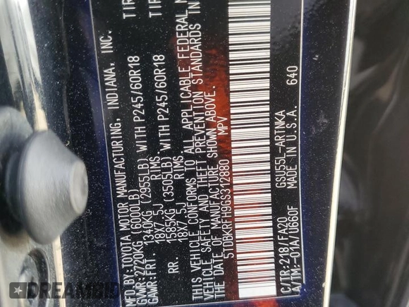 2016 Toyota Highlander LE z VIN 5TDBKRFH9GS312880, wystawiony jako Copart lot #49584775 z przebiegiem 116 519 mil mil oraz Szkoda całkowita • Salvage title. Historia ofert i sprzedaży dostępna na DreamBid. Obrazek 13.