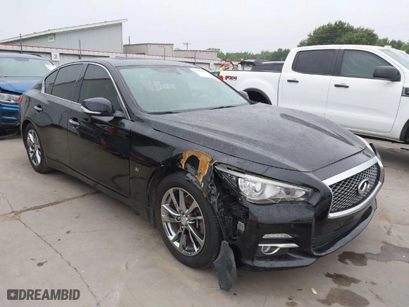2014 Infiniti Q50 with VIN JN1BV7AP5EM674324, listed as a IAAI auction lot 39309092 with 112,779 mi miles. Bid and sale history available at carsss.com. Image 1.