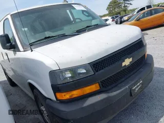 2018 Chevrolet Express Cargo Van with VIN 1GCWGAFP3J1270397, listed as a IAAI auction lot 41935825 with 1 mi miles. Bid and sale history available at carsss.com. Image 1.