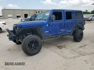 2018 Jeep Wrangler Unlimited Sport S with VIN 1C4HJXDG0JW272837, listed as a Copart auction lot 57532455 with Not provided miles and Salvage title. Bid and sale history available at DreamBid. Image 1.