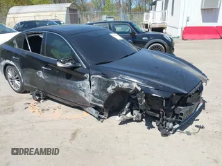 2018 Infiniti Q50 3.0t LUXE with VIN JN1EV7AP8JM357872, listed as a IAAI auction lot 42059854 with 111,640 mi miles. Bid and sale history available at carsss.com. Image 1.
