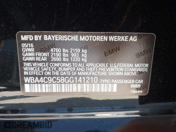2016 BMW 4 Series 428i xDrive z VIN WBA4C9C58GG141210, wystawiony jako IAAI lot #42218036 z przebiegiem 88 864 mil mil oraz . Historia ofert i sprzedaży dostępna na DreamBid. Obrazek 9.