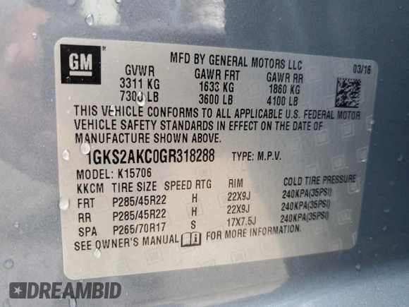 2016 GMC Yukon SLE with VIN 1GKS2AKC0GR318288, listed as a Copart auction lot 70414564 with 172,694 mi miles and Clean Title. Bid and sale history available at carsss.com. Image 13.