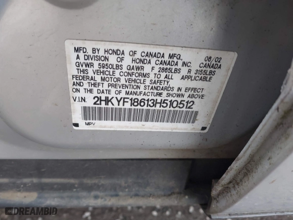 2003 Honda Pilot EX with VIN 2HKYF18613H510512, listed as a IAAI auction lot 41766690 with 234,023 mi miles. Bid and sale history available at carsss.com. Image 9.
