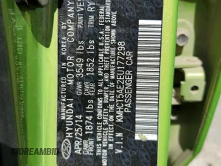 2014 Hyundai Accent GS z VIN KMHCT5AE2EU177298, wystawiony jako Copart lot #52336525 z przebiegiem 165 314 mil mil oraz Szkoda całkowita • Salvage title. Historia ofert i sprzedaży dostępna na DreamBid. Obrazek 12.