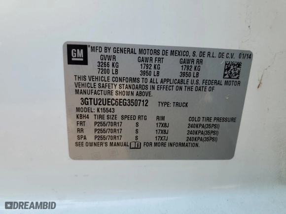 2014 GMC Sierra 1500 SLE with VIN 3GTU2UEC6EG350712, listed as a Copart auction lot 75630984 with 66,943 mi miles and Clean Title. Bid and sale history available at carsss.com. Image 12.