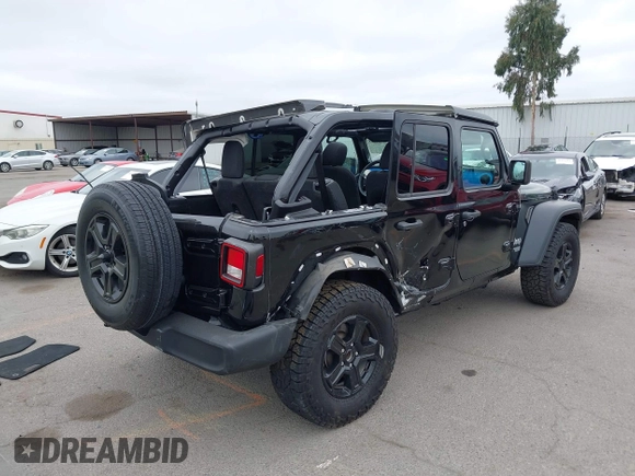 2018 Jeep Wrangler Unlimited Sport S with VIN 1C4HJXDG8JW105612, listed as a IAAI auction lot 42420765 with 54,873 mi miles and . Bid and sale history available at DreamBid. Image 4.