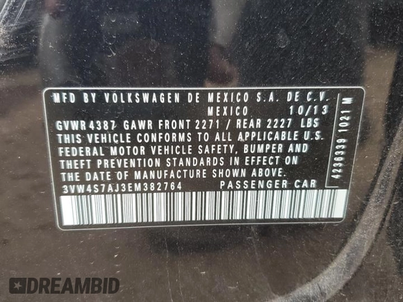 2014 Volkswagen Jetta GLI Edition 30 with VIN 3VW4S7AJ3EM382764, listed as a Copart auction lot 43962425 with 92,992 mi miles and Salvage title. Bid and sale history available at DreamBid. Image 12.