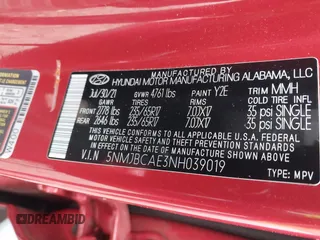 2022 Hyundai Tucson SEL z VIN 5NMJBCAE3NH039019, wystawiony jako IAAI lot #42187469 z przebiegiem 24 126 mil mil oraz . Historia ofert i sprzedaży dostępna na DreamBid. Obrazek 9.