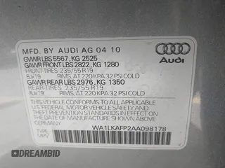 2010 Audi Q5 Premium Plus z VIN WA1LKAFP2AA098178, wystawiony jako IAAI lot #42275676 z przebiegiem 108 640 mil mil oraz . Historia ofert i sprzedaży dostępna na DreamBid. Obrazek 9.