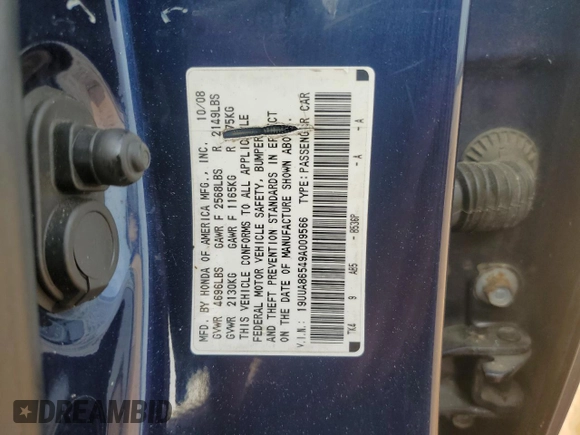 2009 Acura TL Technology z VIN 19UUA86549A009566, wystawiony jako Copart lot #54732455 z przebiegiem 248 257 mil mil oraz Szkoda całkowita • Salvage title. Historia ofert i sprzedaży dostępna na DreamBid. Obrazek 12.
